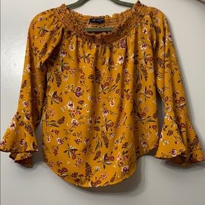 Off the shoulder yellow top